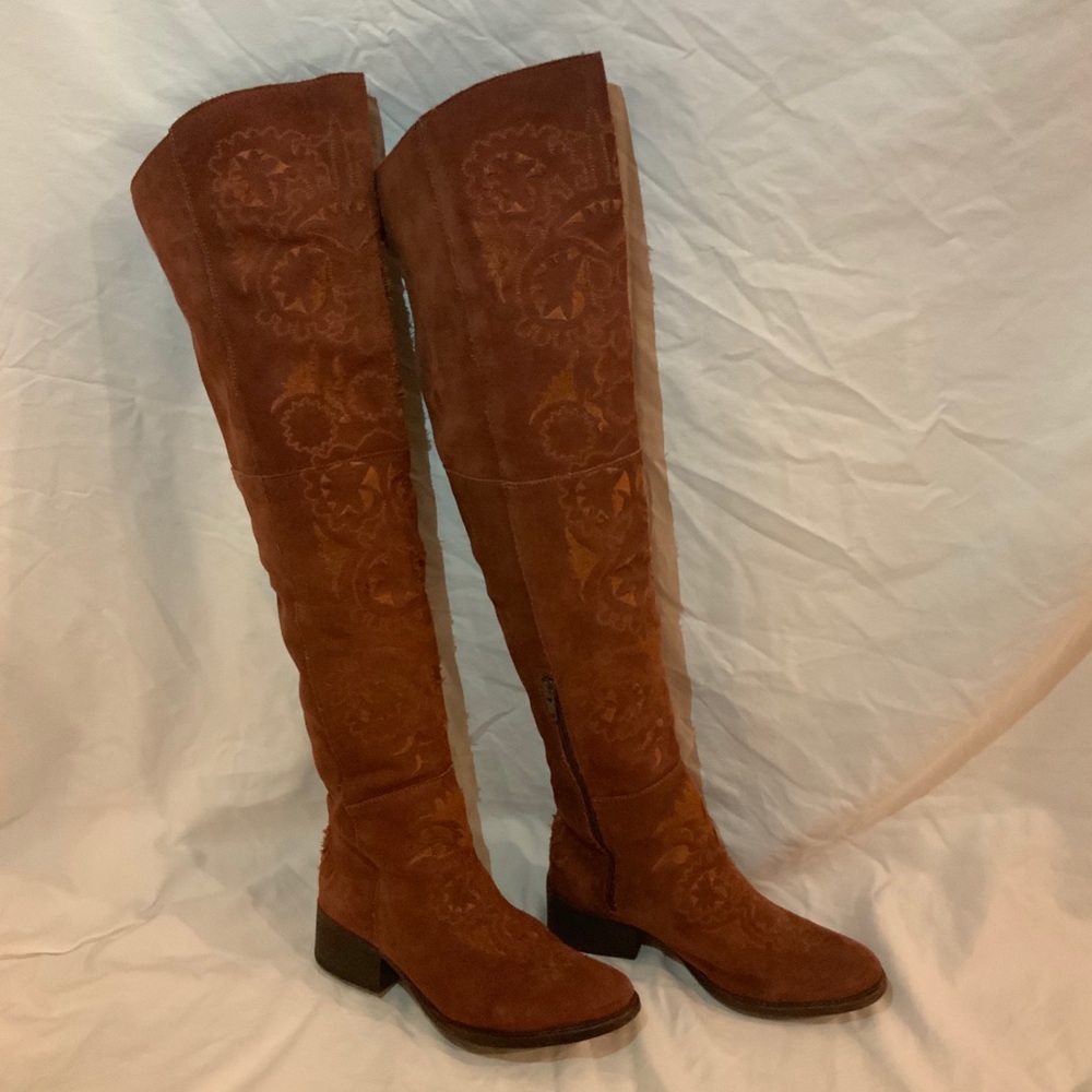 Free people over the knee embroidered boot
